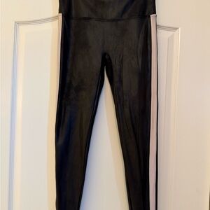 SPANX Black Leggings with white stripe